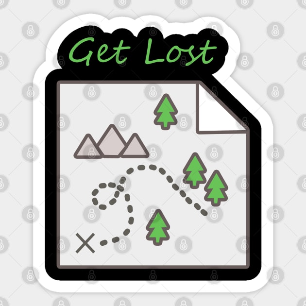 Get Lost Map Hiking Outdoors Adventure Nature Trekking Camp Sticker by DesignerMAN